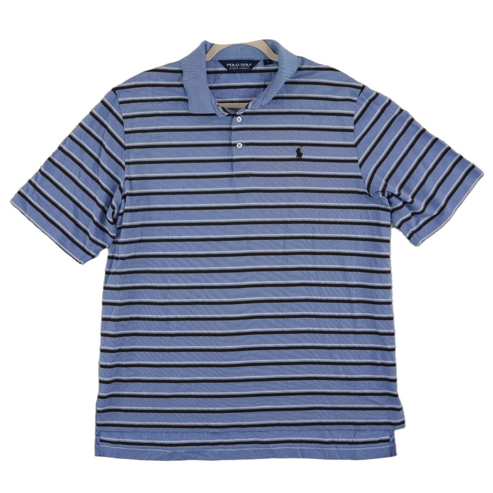 Polo Golf Ralph Lauren 100% Pima Cotton Polo Shirt Men's Size Large Blue Striped